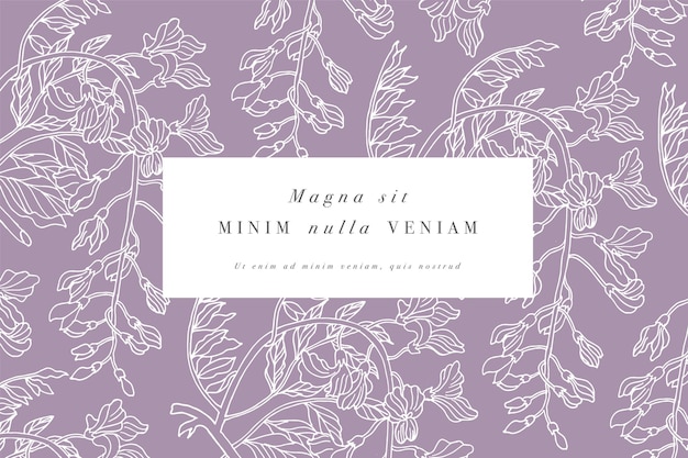 Винтажная открытка с цветами глицинии