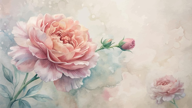 Vector vintage carnations watercolor background