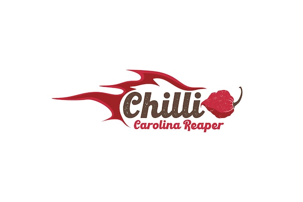 Vintage carolina reaper-logo, chili-logo, pittig logo, logo-referentie voor uw bedrijf.