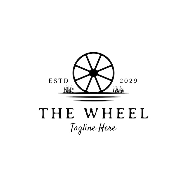 Vector vintage cart wheel logo design