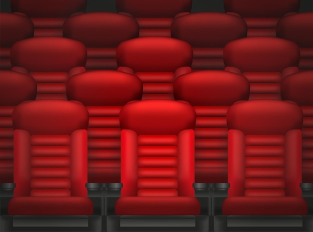 vintage cartoon illustration with red cinema chair on white background 3d illustration