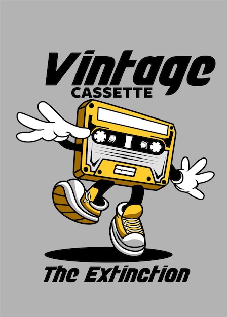 Vector vintage cassete cartoon