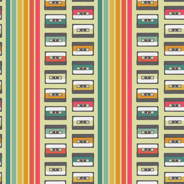 Vector vintage cassette pattern