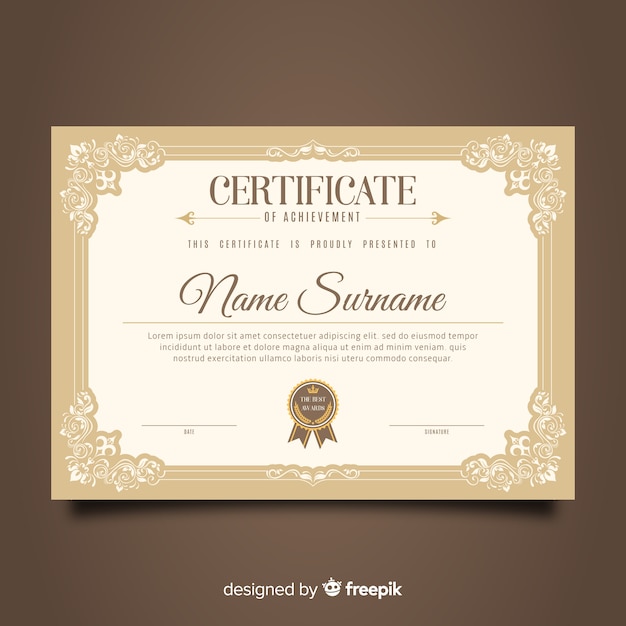 Vintage certificaatsjabloon ontwerp