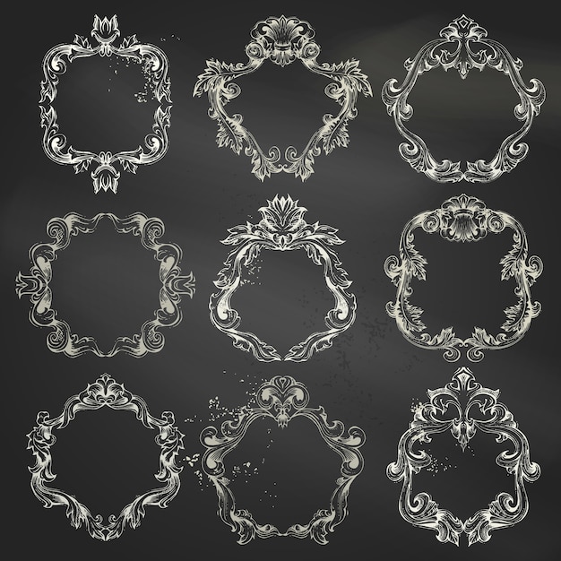 Vector vintage chalk frame set