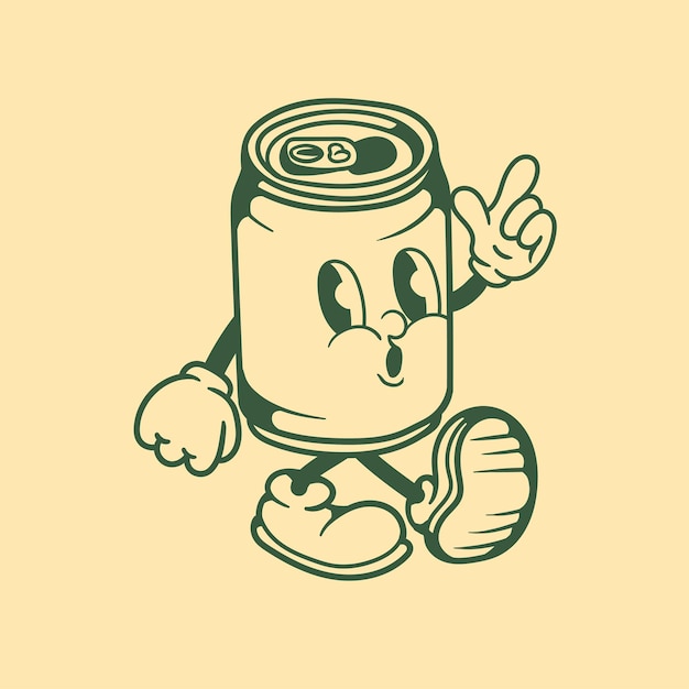 Vintage character design of beverage can