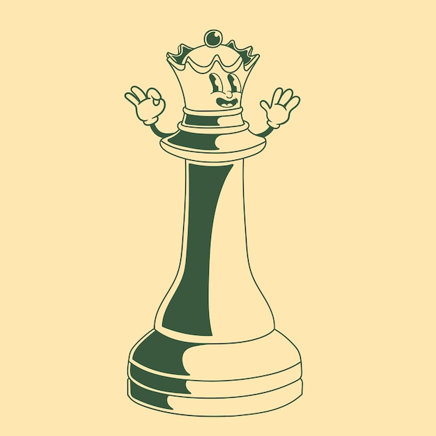 Retro sketch of a queen chess piece Royalty Free Vector