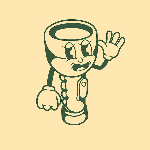 Vintage character design of a flashlight