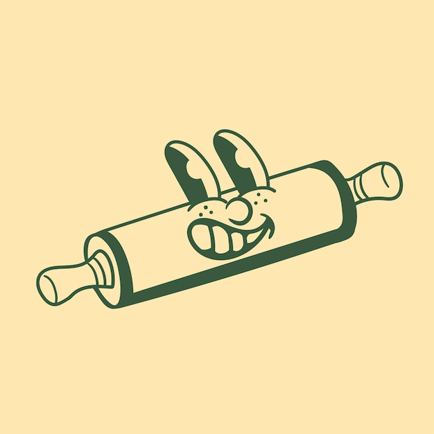 Vector vintage character design of rolling pins