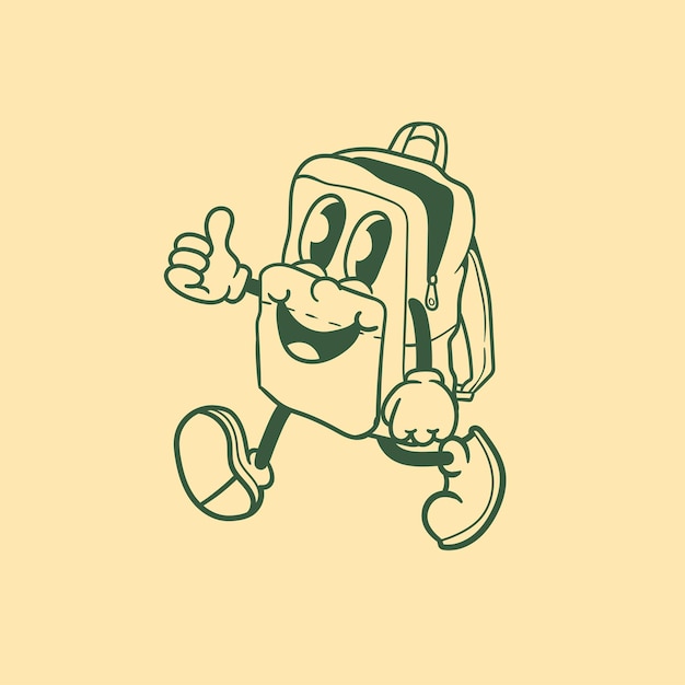 Vector vintage character design of a school bag