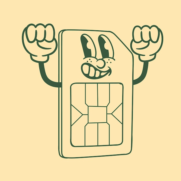 Vintage character design of sim card