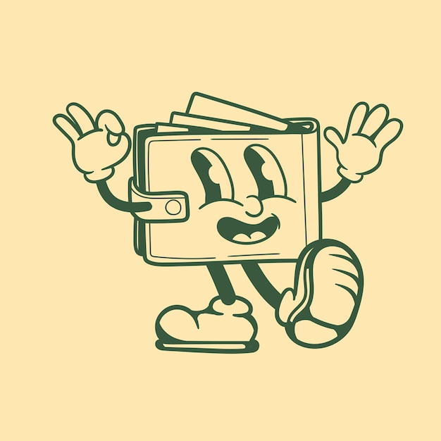 Vintage character design of wallet