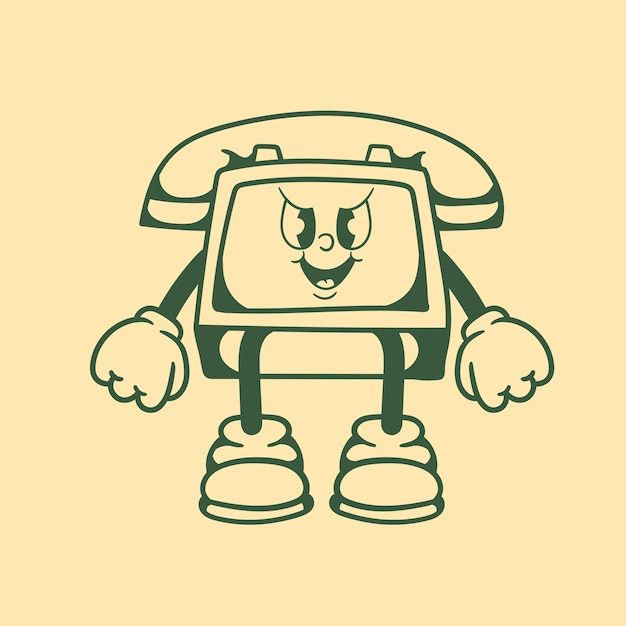 Vintage Characterdesign van telefoon