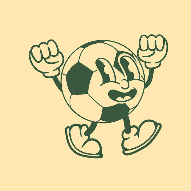Vintage Characterdesign van voetbal