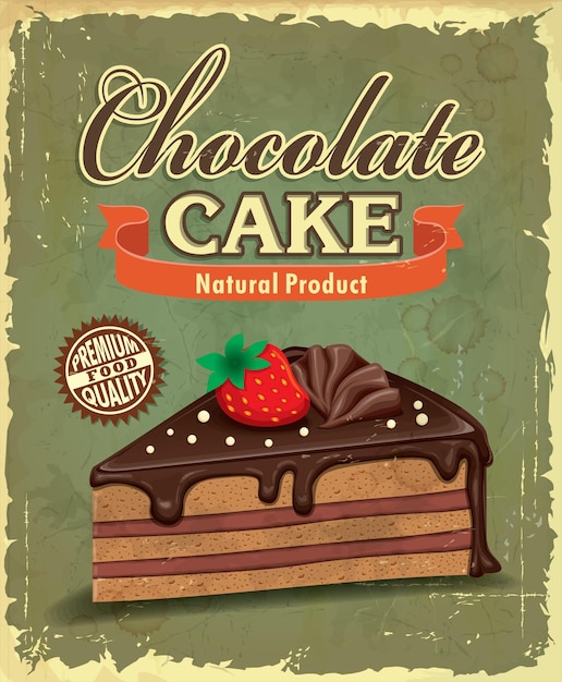 Vintage chocoladetaart posterontwerp