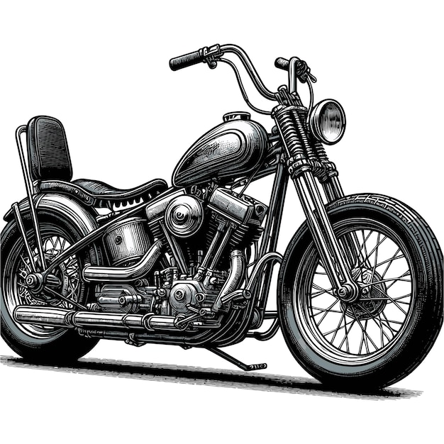 Vector vintage chopper motorcycle in a sideview vector illustration