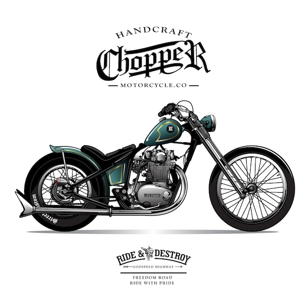 Vintage chopper motorfiets poster