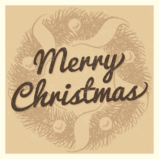 Vector vintage christmas card template with hand drawn