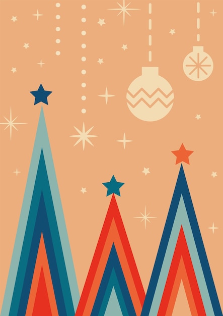 Винтажная векторная иллюстрация рождественской открытки