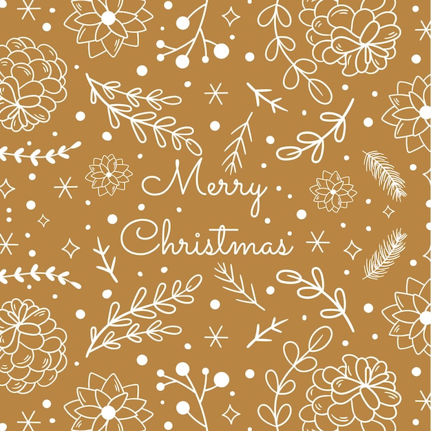 Vintage Christmas elements with text seamless picture background. Vector illustration