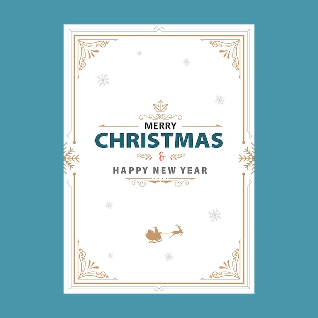 vintage christmas frame vertical clipart vector illustration