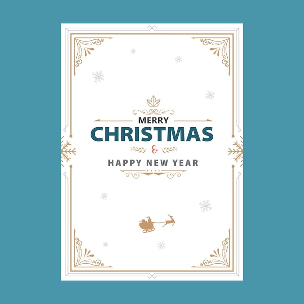 Vintage christmas frame vertical clipart vector illustration