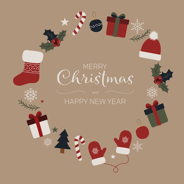 vintage christmas greeting card christmas banner merry christmas happy new year vector