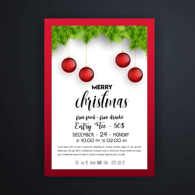 Vintage christmas party flyer template