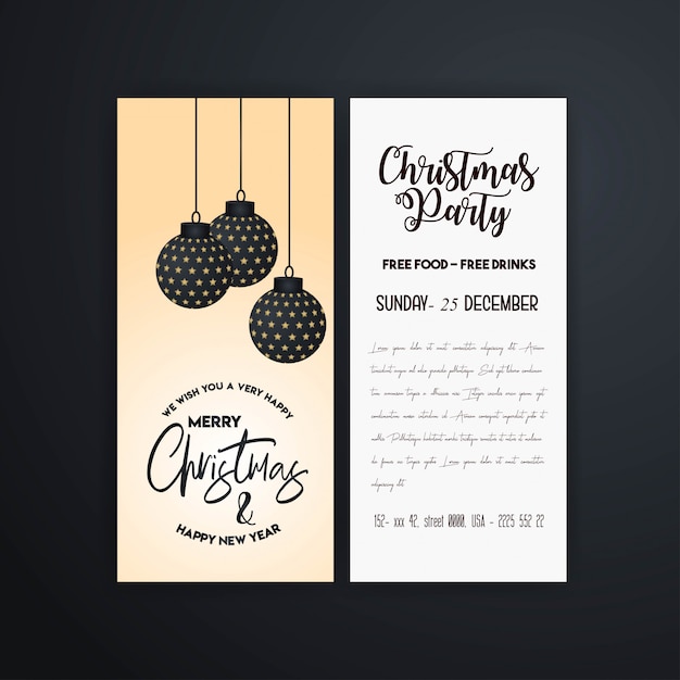 Vintage christmas party flyer template