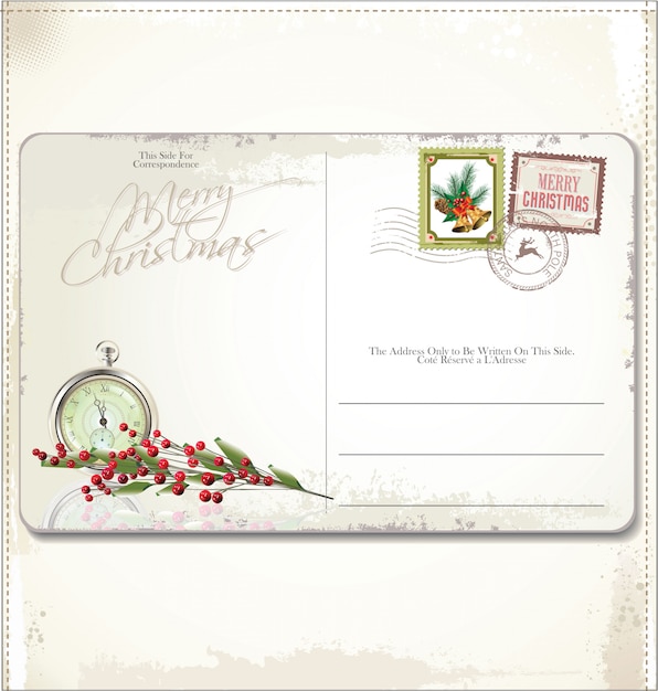 Vector vintage christmas post card