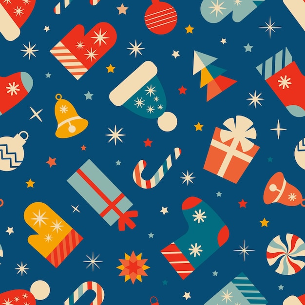 Vector vintage christmas seamless pattern vector illustration