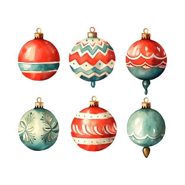 Vintage christmas tree toys watercolor great design for any purposes