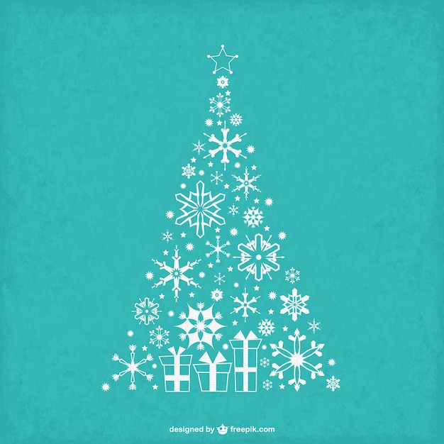Vector vintage christmas tree with snowflakes