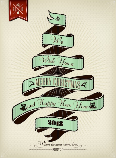 Vintage christmas vector background with typography