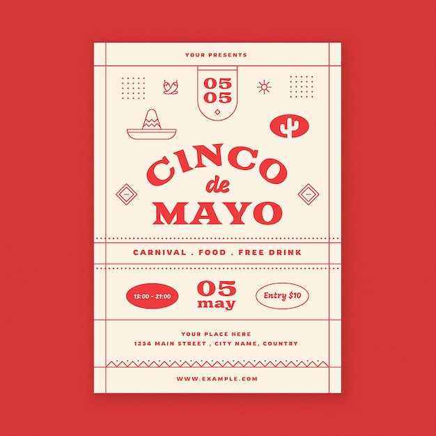 Винтажный флаер Cinco De Mayo