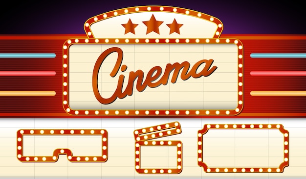 Vector vintage cinema signboard