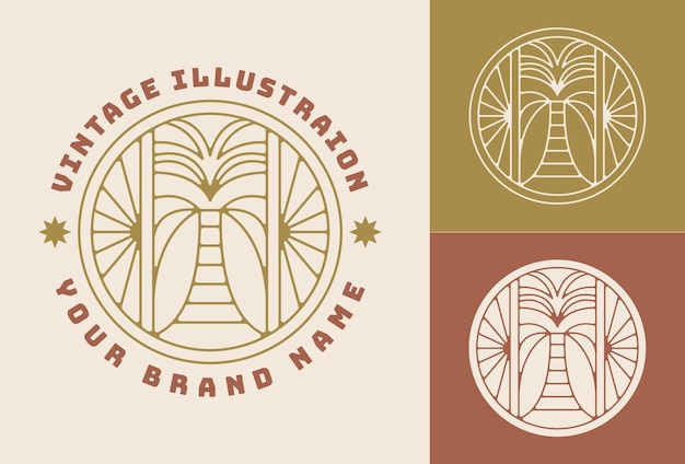 Vintage Circle Palm Badge Illustration