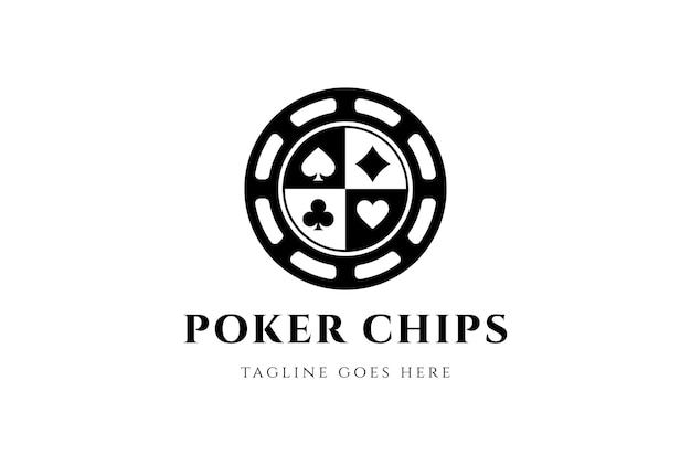 Vector vintage circular playing poker cards chips for gambling sport bet logo design vector