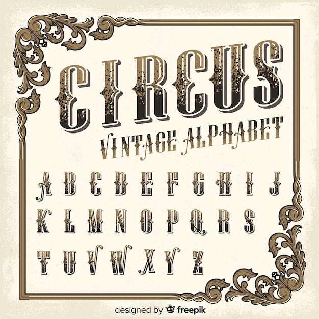 Vintage circus alfabet