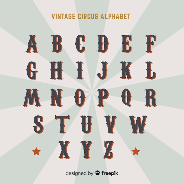 Vintage circus alfabet