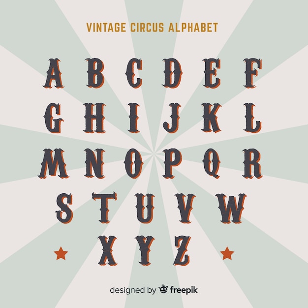 Vintage circus alphabet