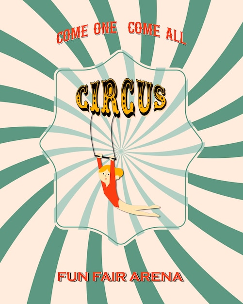 Vector vintage circus banner with the image of a lion