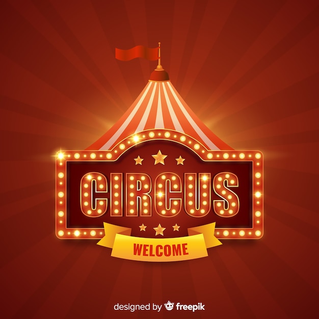 Vector vintage circus light sign background