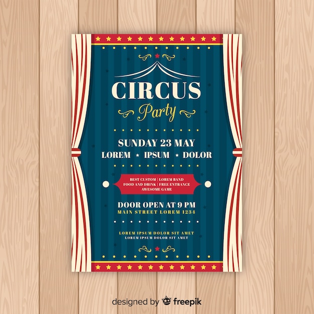 Vector vintage circus party invitation card template