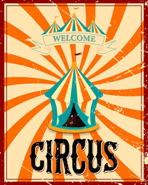 Vector vintage circus spandoek vintage circus spandoek met de afbeelding van een circustent