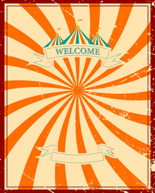 Vintage circusbanner met de afbeelding van een circustent