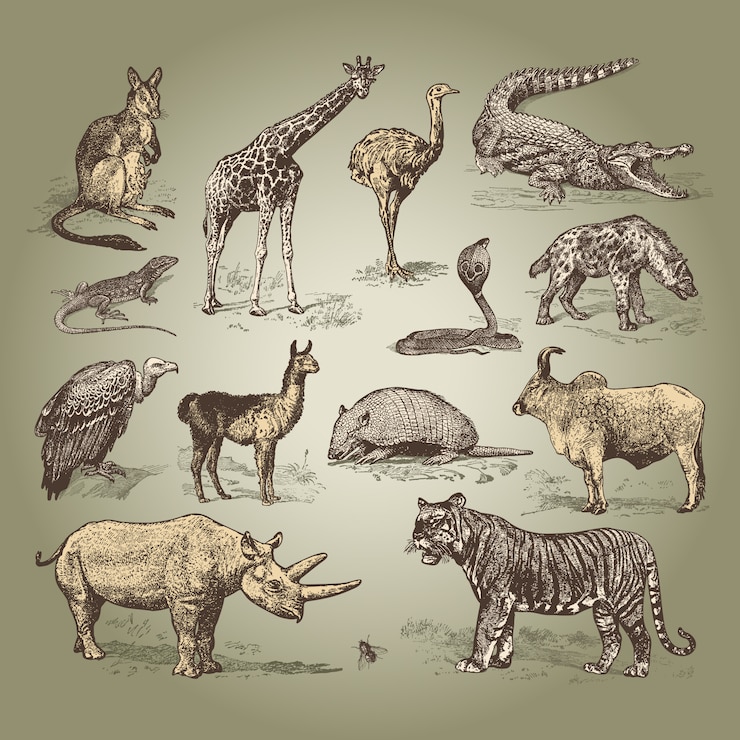 Vector vintage classic animals vector templates