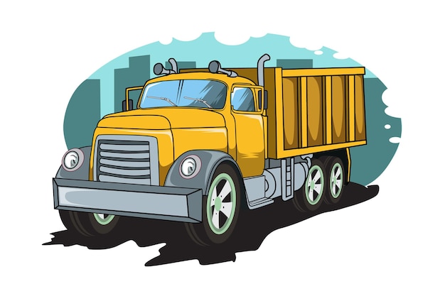 vintage  classic big truck illustration hand drawing  