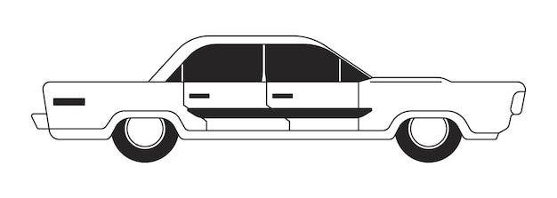 Vintage classic car black and white 2D line cartoon object Retrostyled vehicle isolated vector outline item Luxury old fashioned automobile nostalgic transport monochromatic flat spot illustration