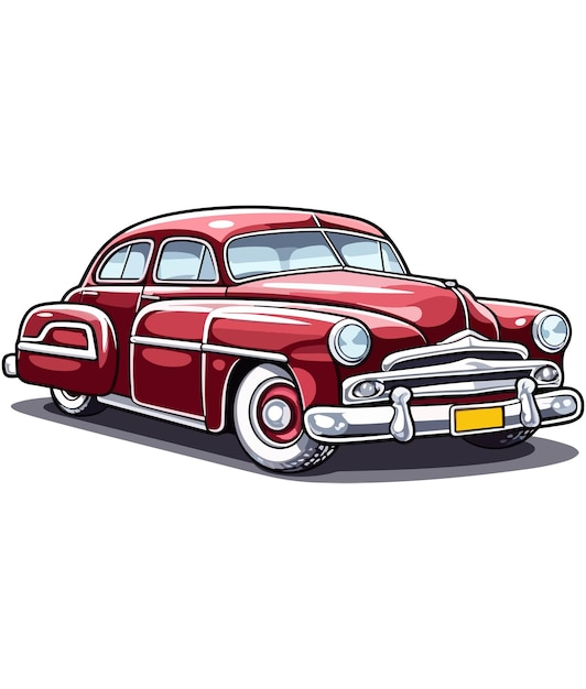 Vintage classic car Illustration classic car on white background